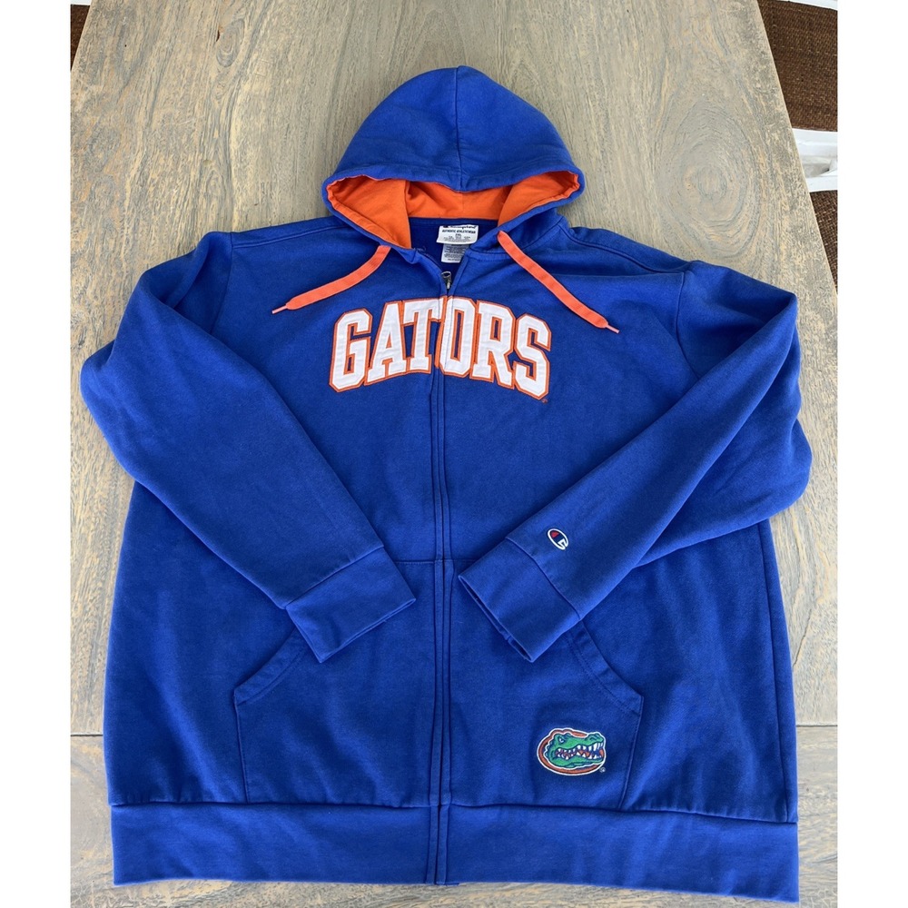 Champion Florida Gators Full-Zip‎ Hoodie Adult size 2XL Tall 100% Cotton Lining